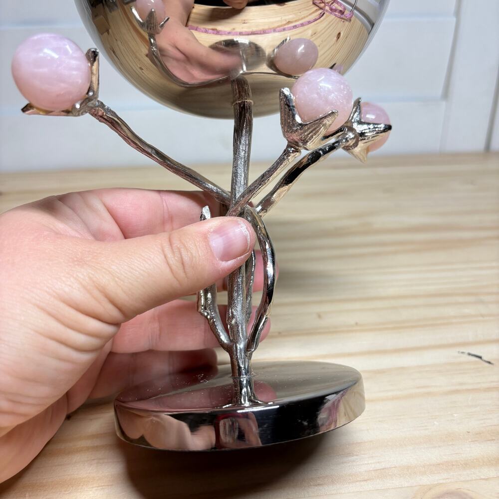 Godinger Hyaline Pink Footed Nut Bowl Silver Decor - Picture 2 of 9